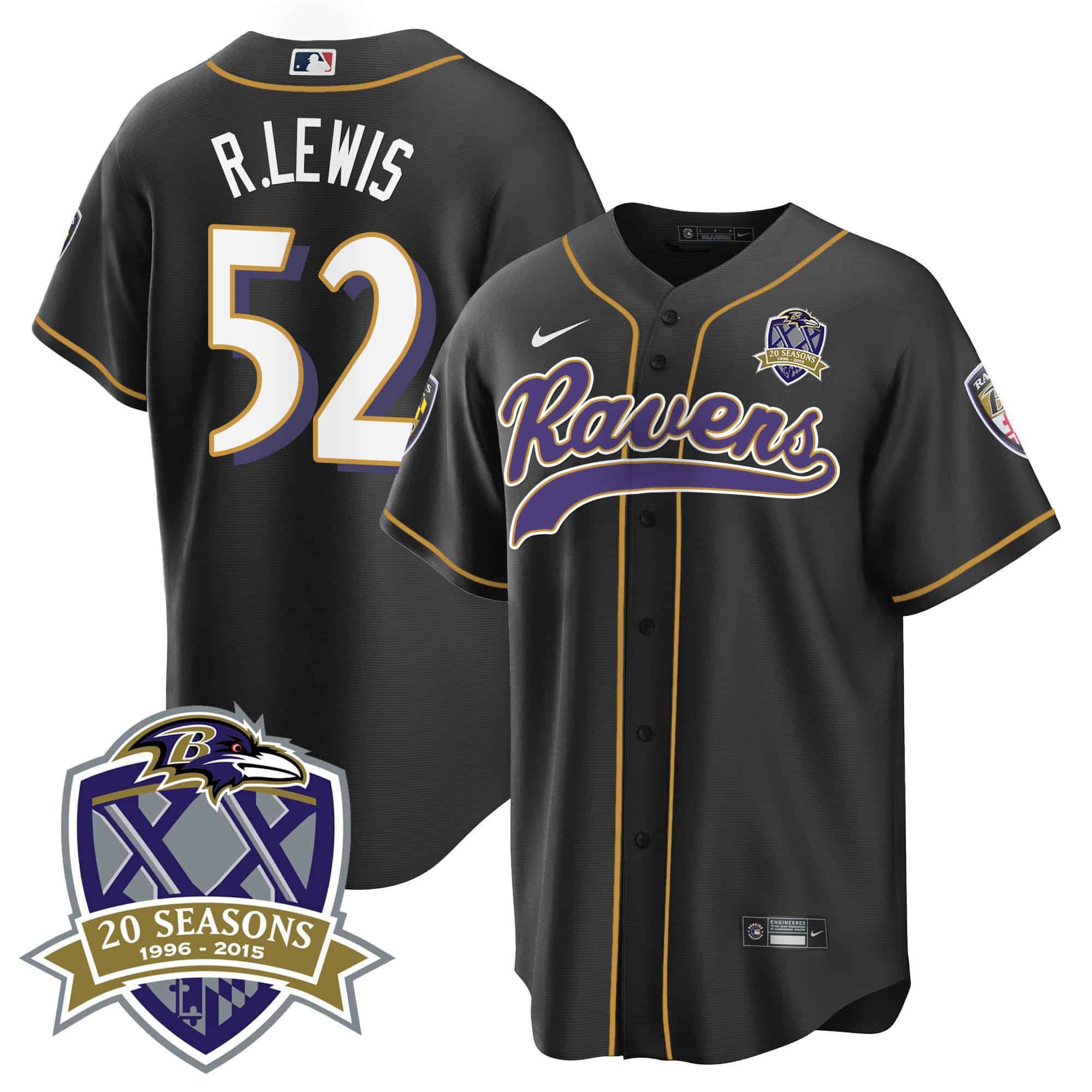 Men Baltimore Ravens #52 R.Lewis Black 2024 Nike 20th Season Patch Baseball NFL Jersey style 1->indianapolis colts->NFL Jersey